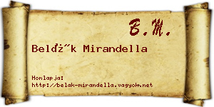 Belák Mirandella névjegykártya